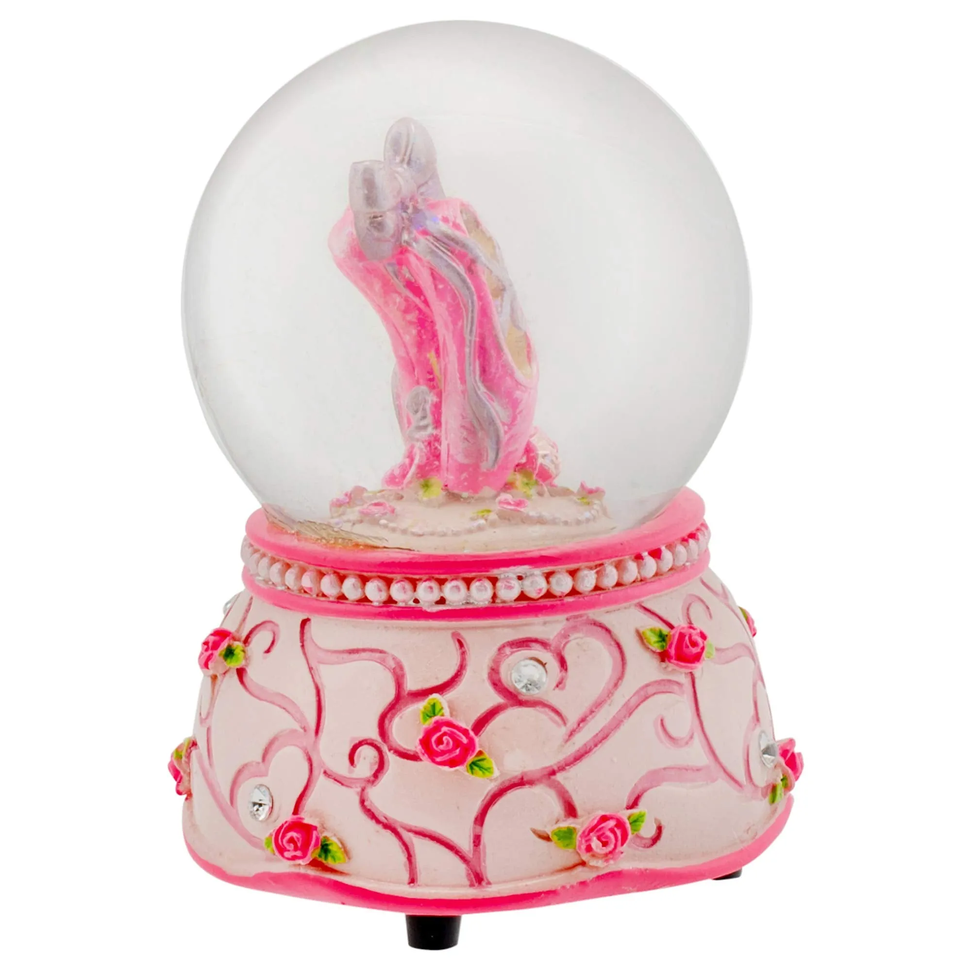 Elanze Designs Musical 80MM Water Globe (Pink Rose Ballerina)