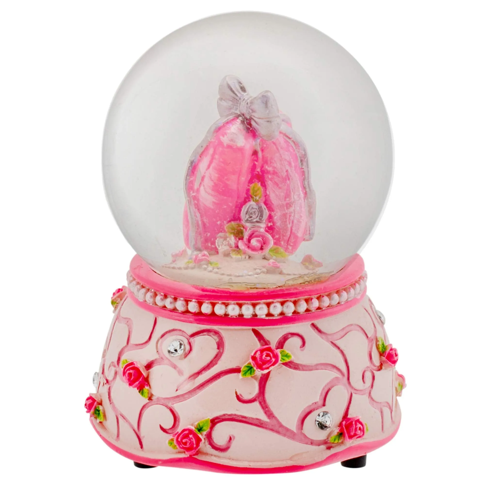 Elanze Designs Musical 80MM Water Globe (Pink Rose Ballerina)