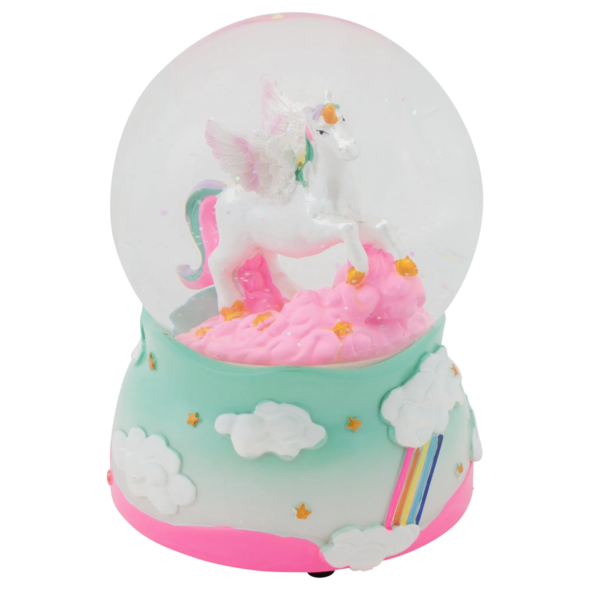 Elanze Designs Unicorn Rainbows on Teal Musical Figurine 100MM Water Globe Plays Tune The Unicorn