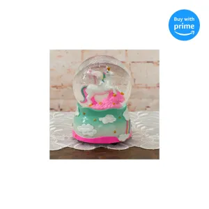 Elanze Designs Unicorn Rainbows on Teal Musical Figurine 100MM Water Globe Plays Tune The Unicorn