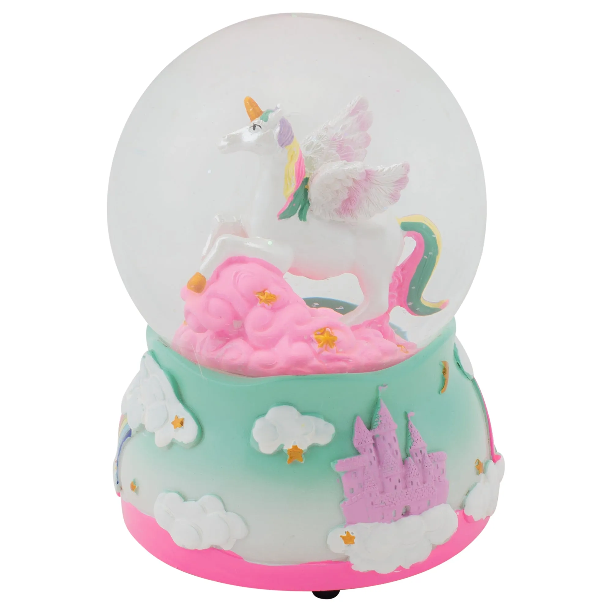 Elanze Designs Unicorn Rainbows on Teal Musical Figurine 100MM Water Globe Plays Tune The Unicorn