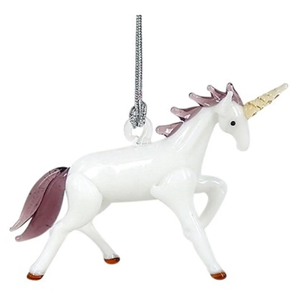 Glass Unicorn Hanging Ornament