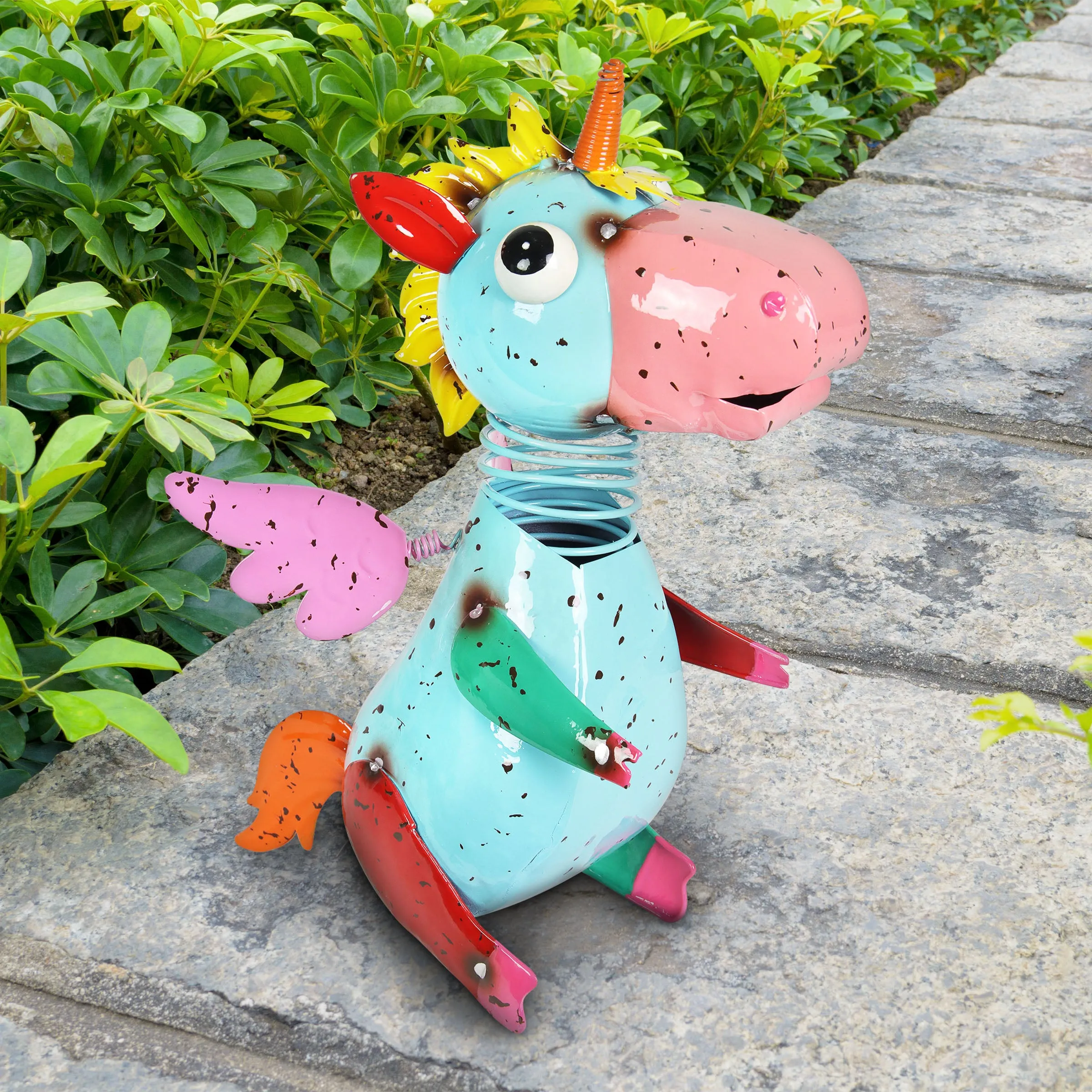 Hand Painted Metal Flying Unicorn Statuary, 5 by 11.5 Inches