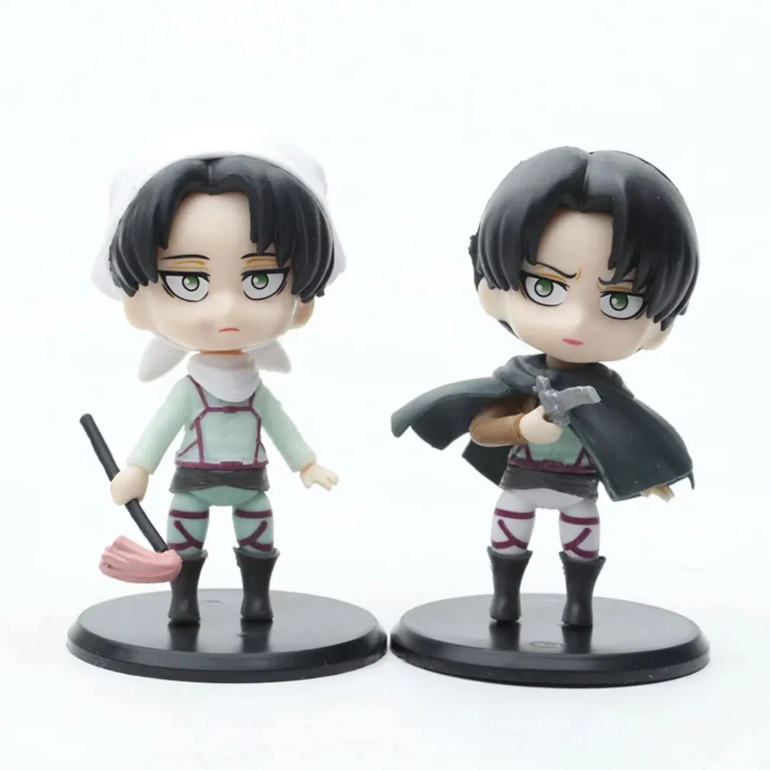 Levi Eren Chibi Figures - Set of 6 | Cute Attack On Titan Anime Figurines [10 cm]