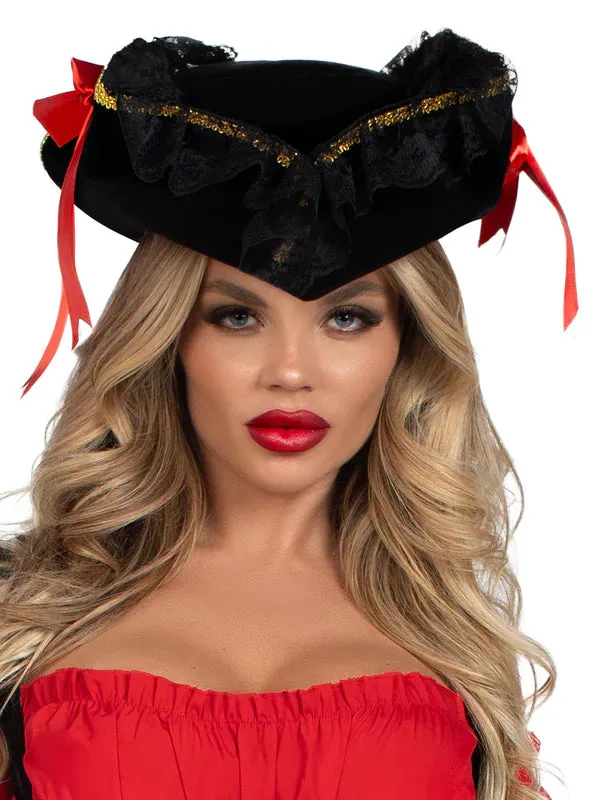 Swashbuckler Pirate Hat With Lace Trim